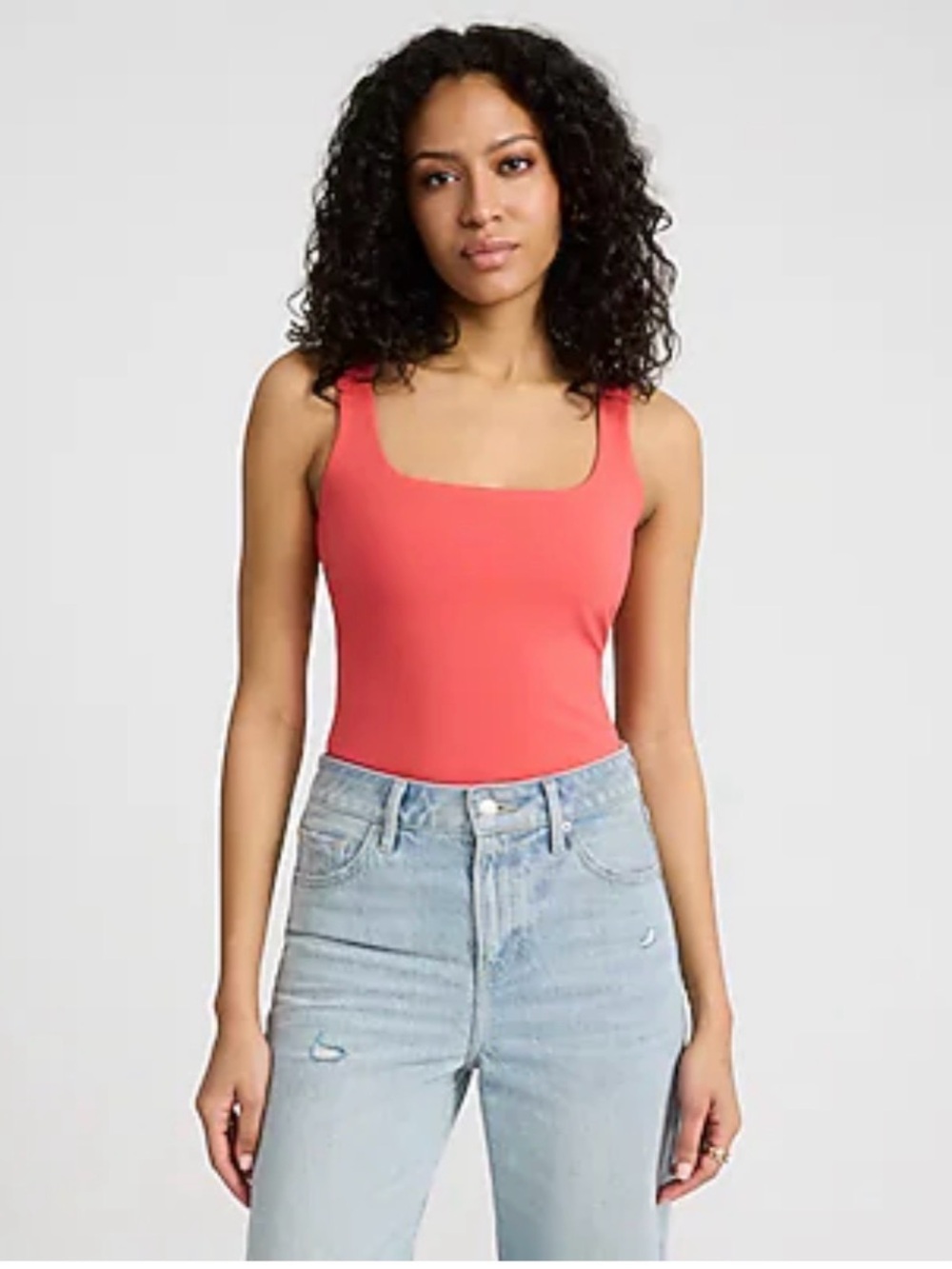 Express Coral Square Neck Tank Top